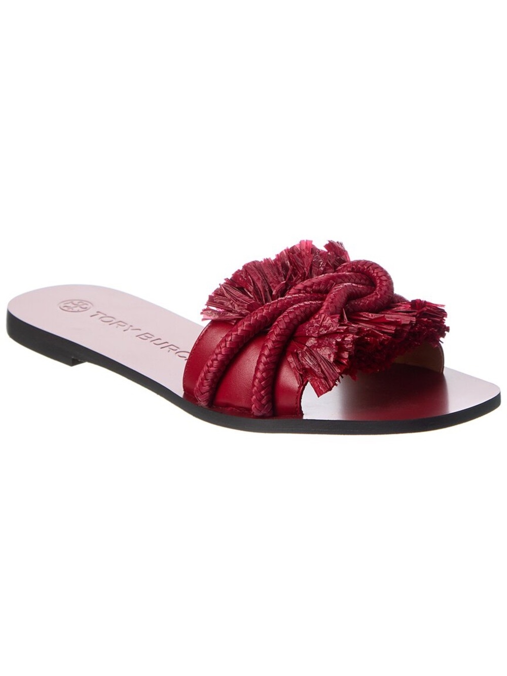 Tory Burch Red Fringed Knot Slide Sandals Size 7 NEW